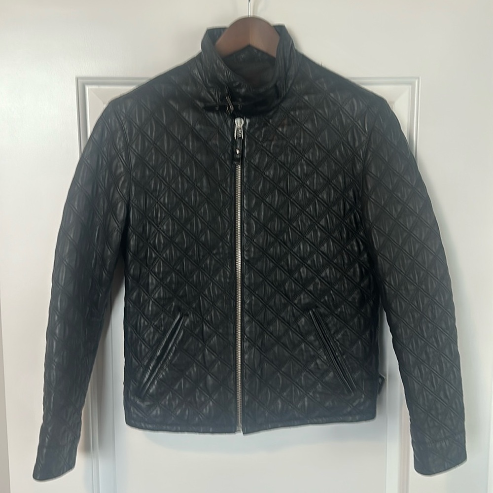 100% Genuine Lambskin Moto Leather Jacket (S) - Black